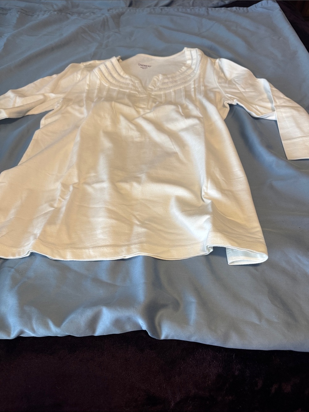 Chadwicks White Pintuck Scoop-Neck Tunic Top